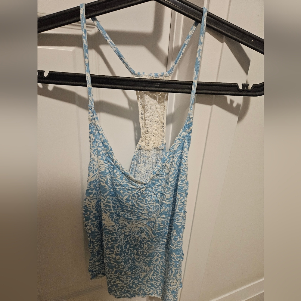 Blue and White Floral Tank Top